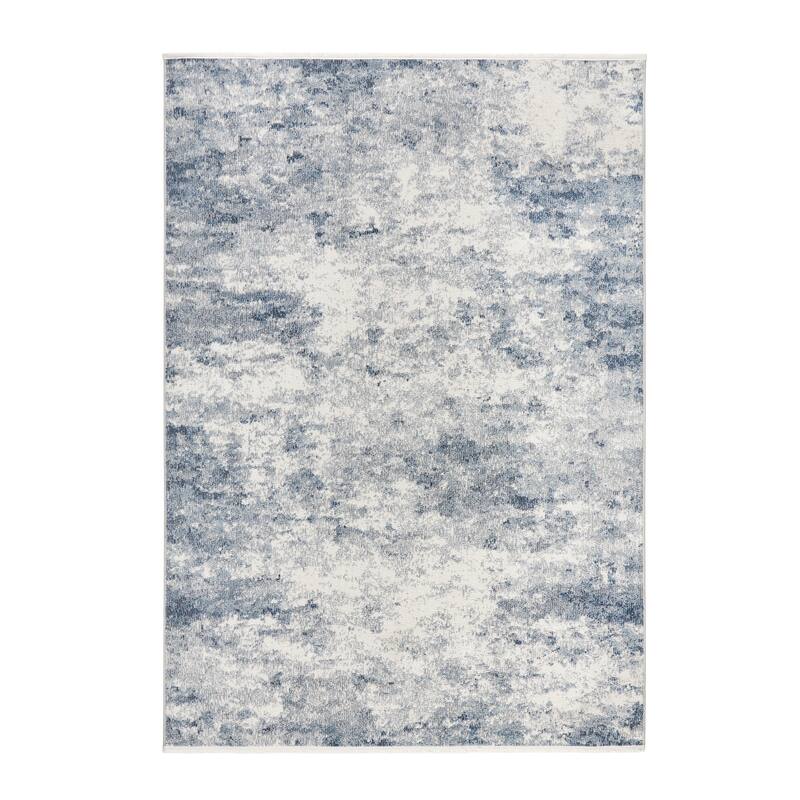 TOWN & COUNTRY EVERYDAY Rein Abstract Cloud Everwash Washable Non-Slip Backing Area Rug - 7' 10" x 10' 2" - Blue/Grey - Rectangle