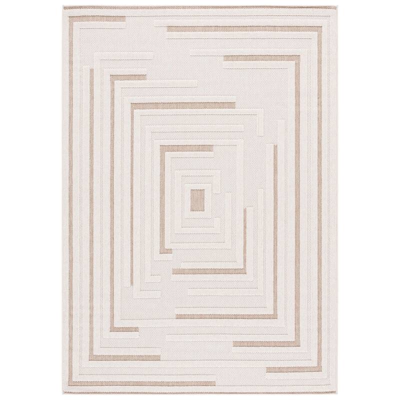 SAFAVIEH Global Jannet Indoor/Outdoor Washable Backyard Patio Rug - 4' x 6' - Light Beige/Beige