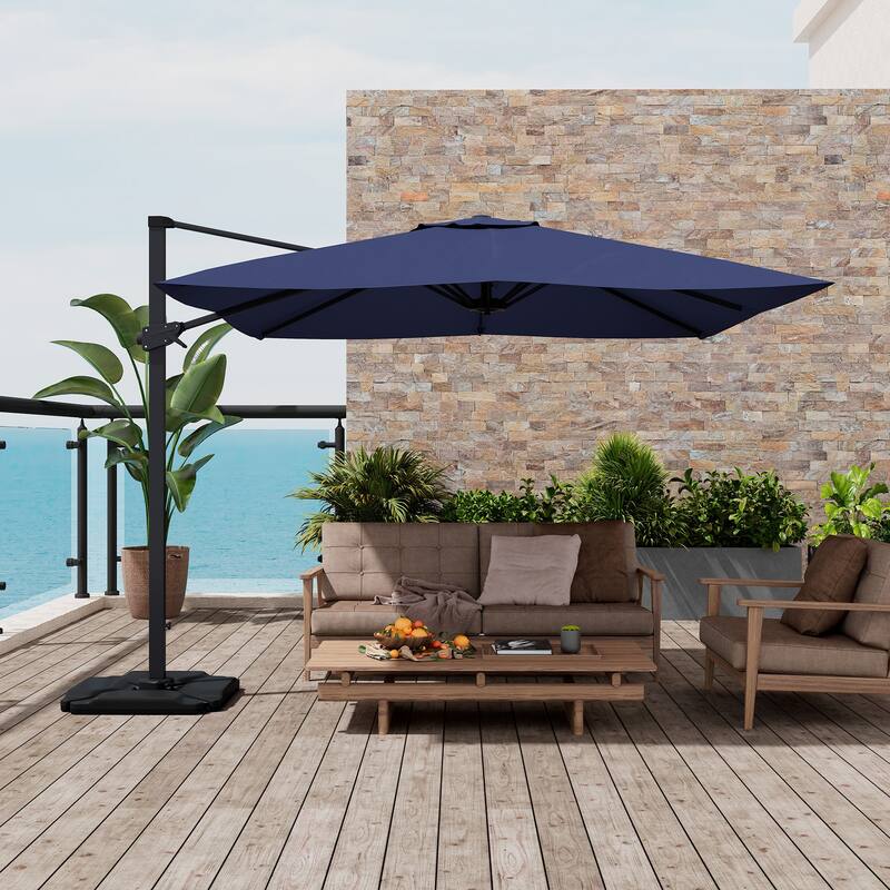 10FT Square Cantilever Patio Umbrella with Base