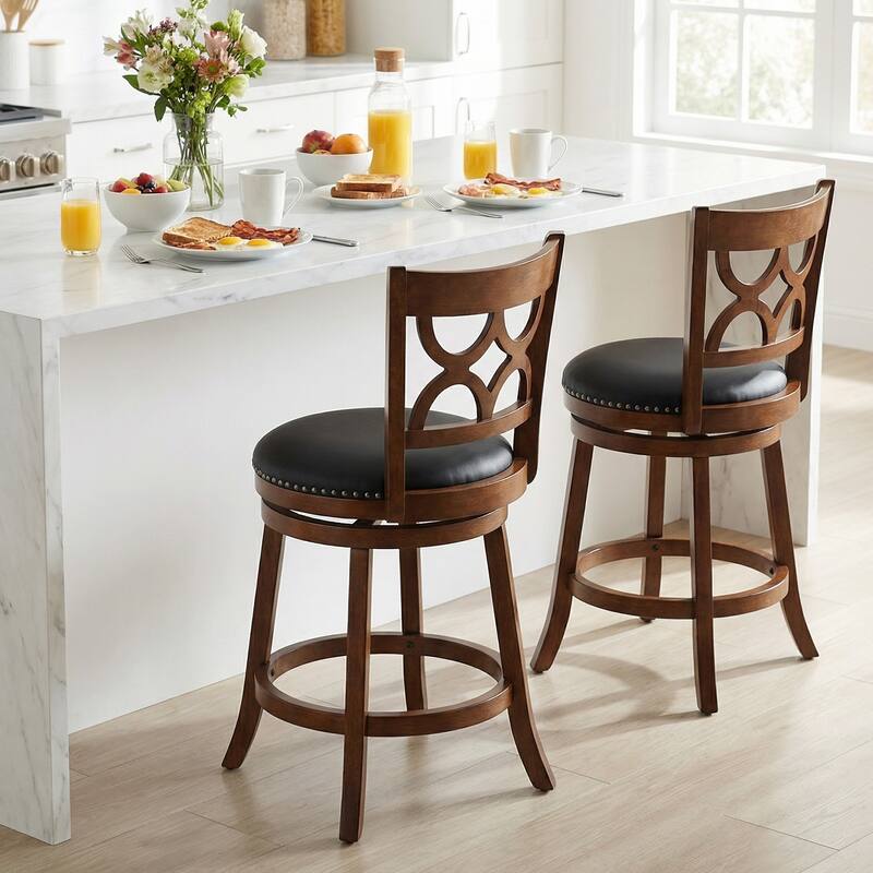 Gymax 26'' Counter Height Bar Stools Set of 4 w/Rubber Wood Frame