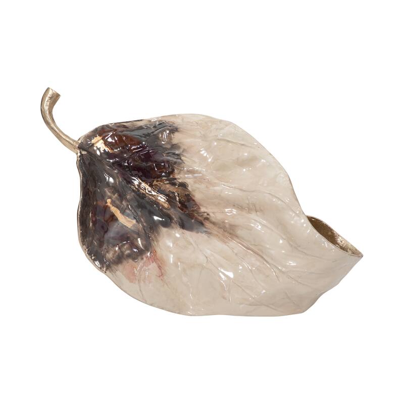 Sagebrook Home Metal Modern Glam Two Tone Novelty Leaf Table Decor