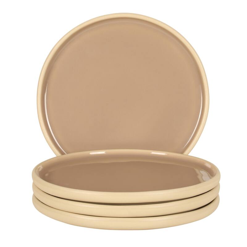 Gibson Elite - Made in Portugal - Port Gaia 10.2 Inch Dinner Plates Set of 4 - Reactive Glaze Dish Set - Beige