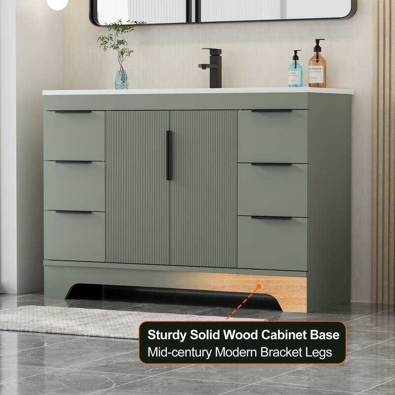 Vertical Stripes Bathroom Vanity Set with Sink Top & Faucet