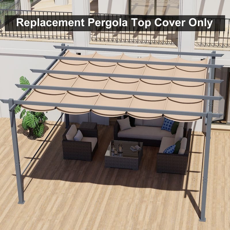 Aoodor Pergola Replacement Canopy- Retractable Sun Shade Cover