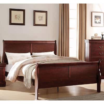Twin Size Transitional Solid Wood Bed with Veneers & Brass Hardware
