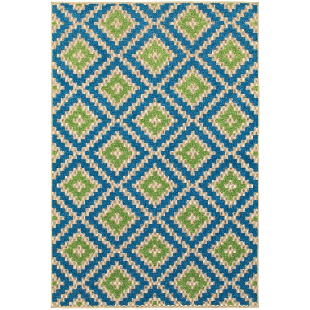 Style Haven Cara Mixed Pile Geometric Diamond Indoor-Outdoor Area Rug