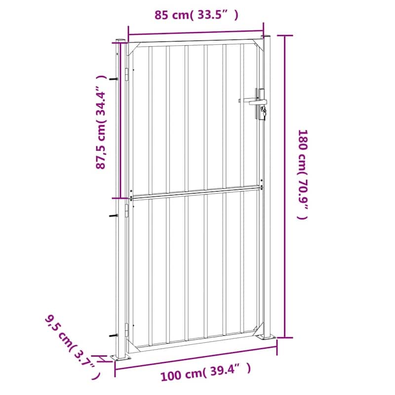 vidaXL Garden Gate Locking Fence Entrance Barrier Patio Lawn Stainless Steel