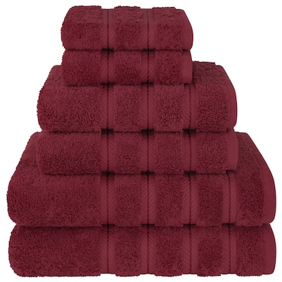 American Soft Linen Luxury 6 Piece Towel Set, 2 Bath Towels 2 Hand Towels 2 Washcloths, 100% Cotton Turkish Towels for Bathroom