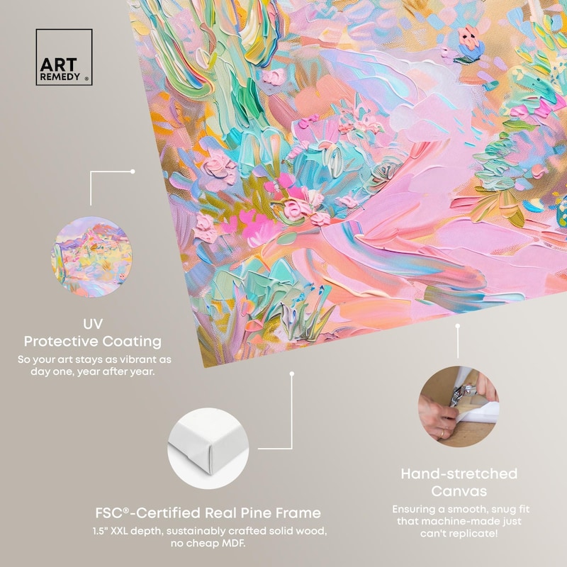 Pink and Teal Landscape Canvas by Art Remedy, Gallery Wrapped