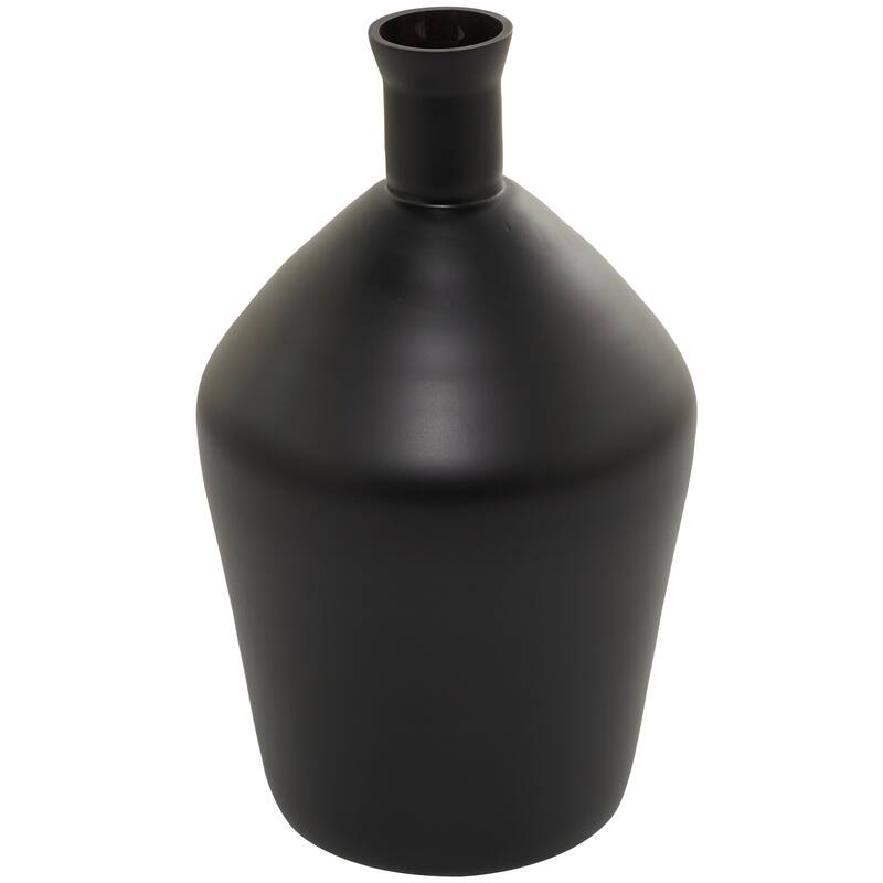 Black Glass Decorative Vase - 9"W, 15"H