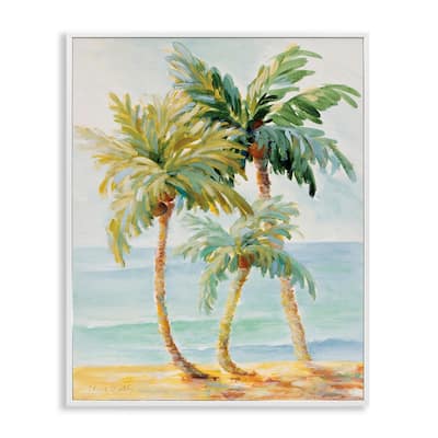 Stupell Tropical Palm Trees on Coastal Beach Sand Framed Giclee Texturized Art by Lanie Loreth