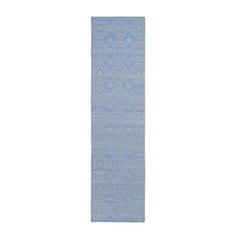 Shahbanu Rugs Pure Wool Reversible Kilim Flat Weave Hand Woven Oriental Rug (2'7" x 8'0") - 2'7" x 8'0"