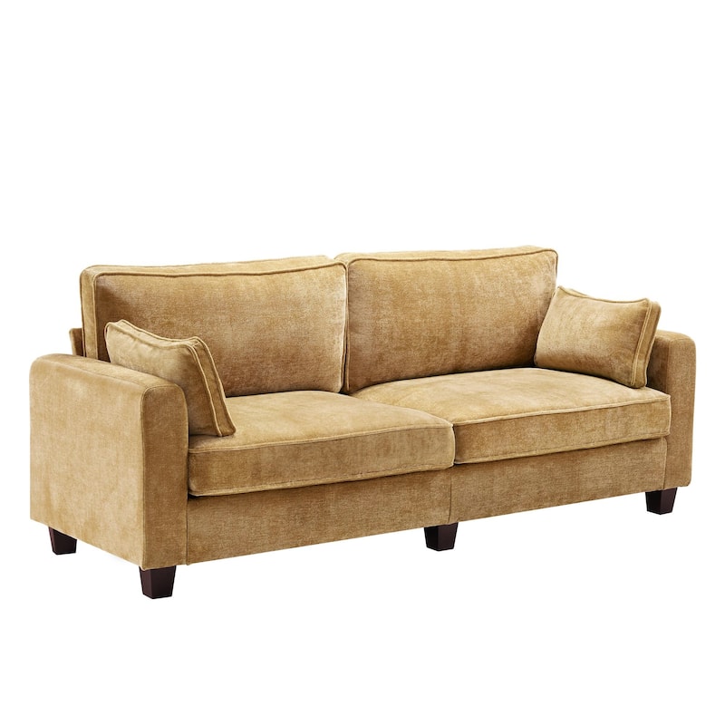 81" Modern Corduroy 3 Seater Sofa, Polyester Rectangle Upholstered Sofa with Wood Base for Living Room - 81"W X 33"D X 26"H