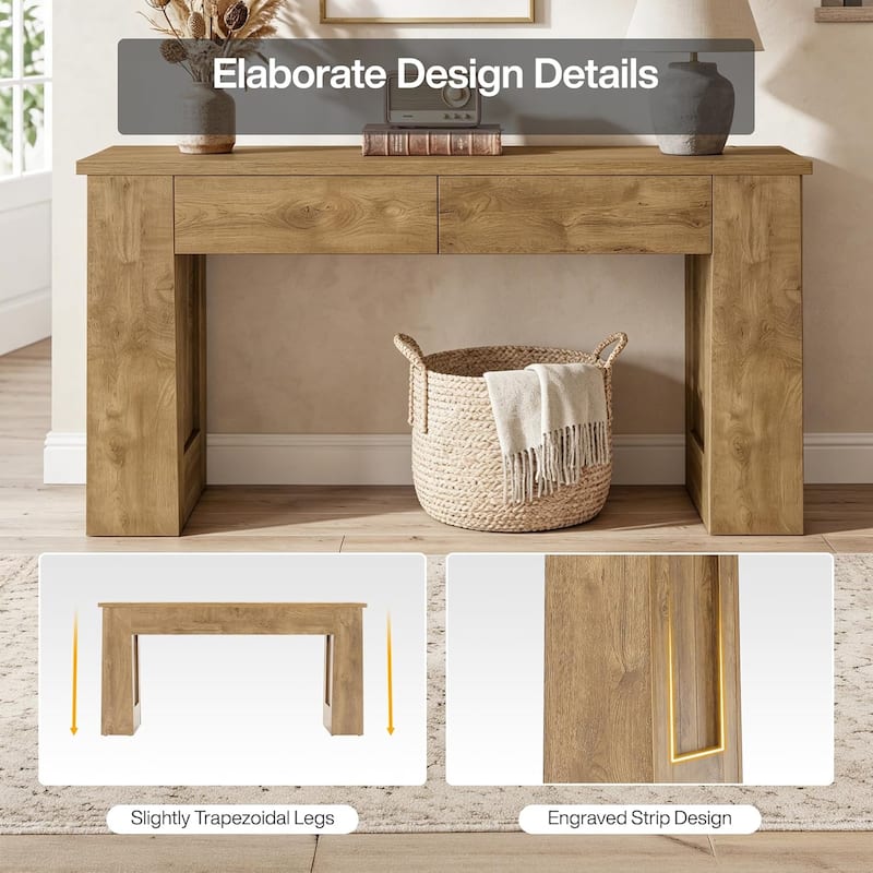 63-Inch Console Table with 2 Drawers, Modern Long Entryway Sofa Table for Hallway - 63" L x 11.8" W x 31.5" H