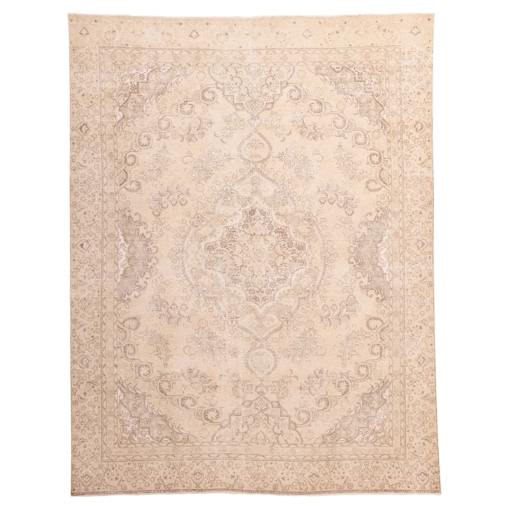 ECARPETGALLERY Hand-knotted Antalya Vintage Khaki Wool Rug - 9'0 x 11'8