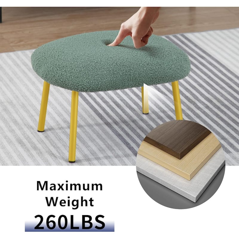XINMICS Round Boucle Upholstered accent chair ottoman
