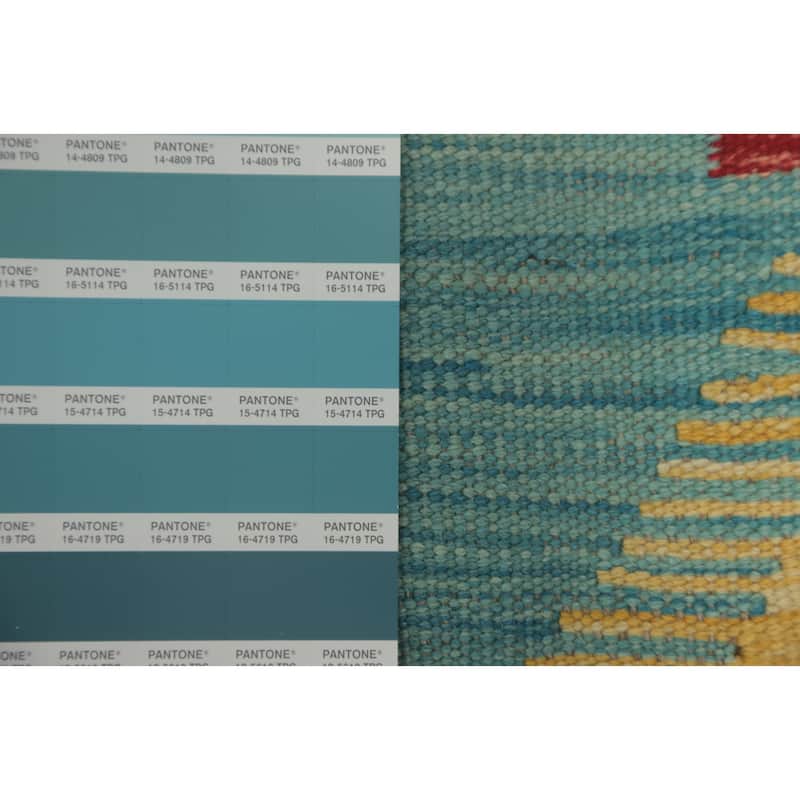 Hand Woven Oriental 100% Wool Carpet Southwestern Tribal Navy Blue & Blues Kilim Area Rug - 9' 10'' X 8' 1''