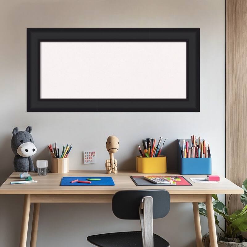 Oliver Black Wood Framed Cork Board - Bulletin Board, Organization Board, Pin Board