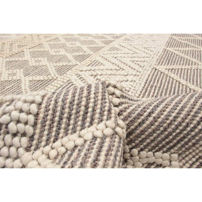 ECARPETGALLERY Braid weave Sienna Grey Wool Rug - 6'1 x 8'10