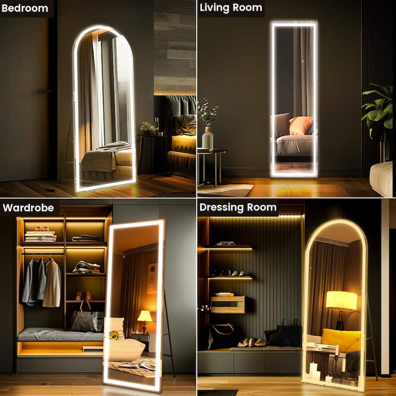 71x24 Inch Full Length Mirror with Lights, Full Body Dressing Standing, Hanging Mounted Mirror
