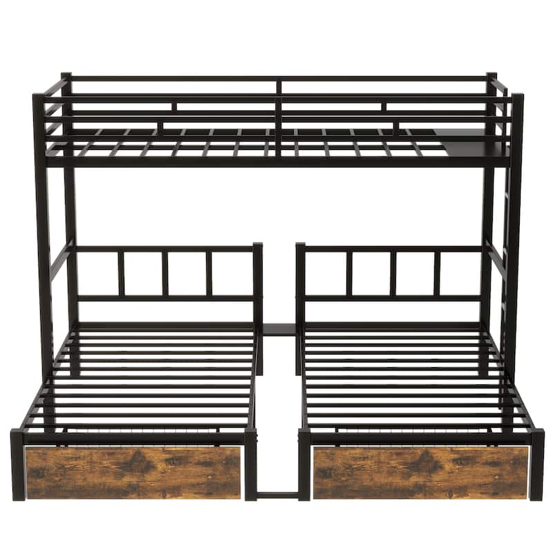 Various Sizes Metal Bunk Beds Frame with Ladder and High Guardrail, Heavy Duty Metal Bunk Beds🛍️🛒