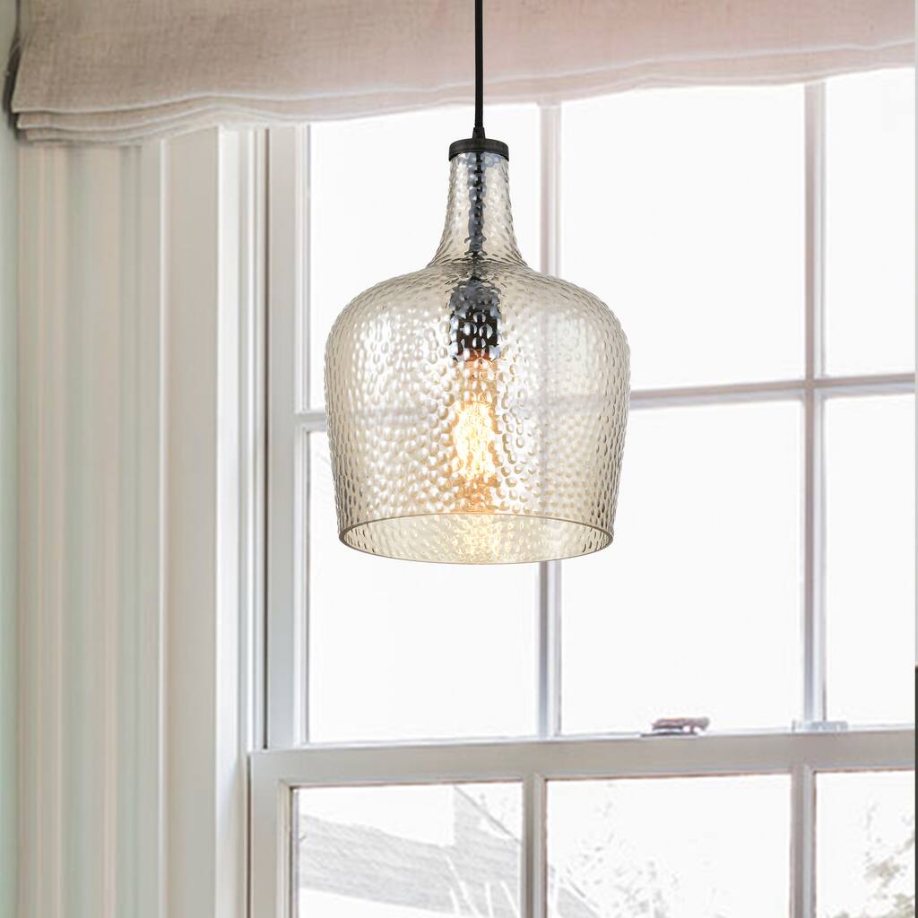 Belinda 1-Light Mouth-blown Cognac Glass Pendant Chandelier - Antique Black