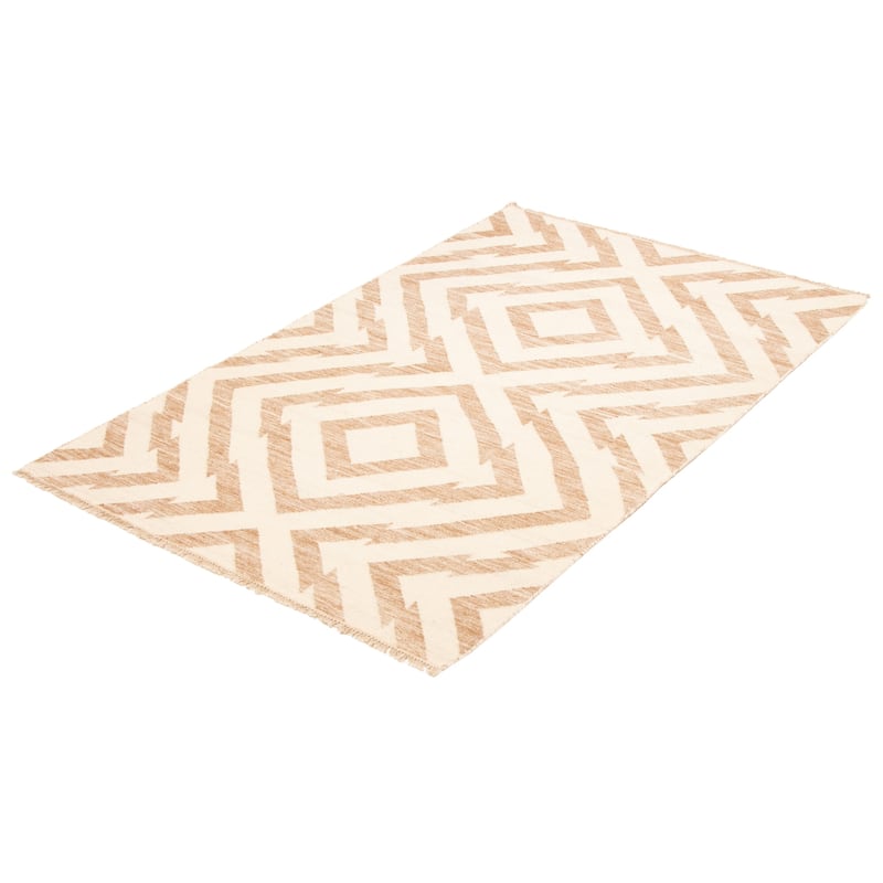 ECARPETGALLERY Flat-Weave Ankara FW Ivory Wool Kilim - 5'2 x 7'10