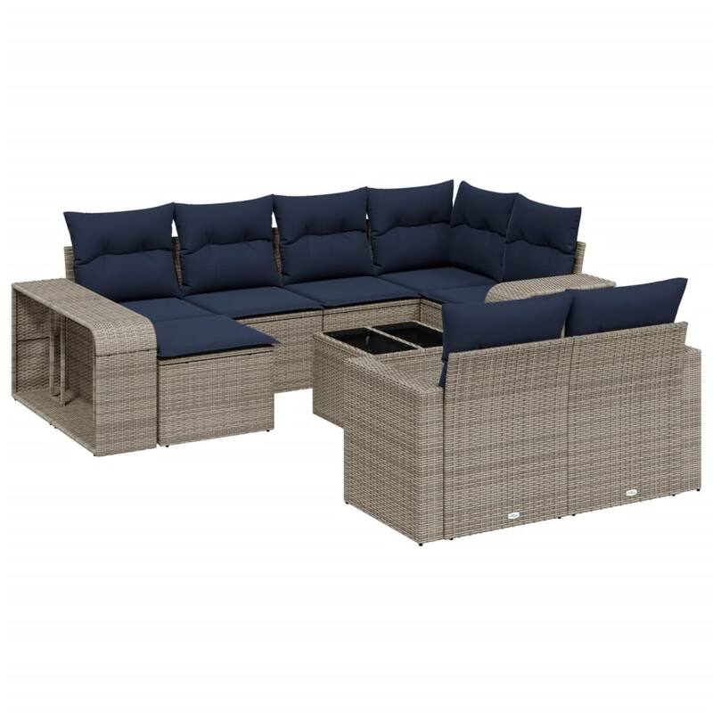 vidaXL Patio Sofa Set with Cushions Conversation Set Modular Sofa Poly Rattan - 25.8 x 24.4 x 27.2