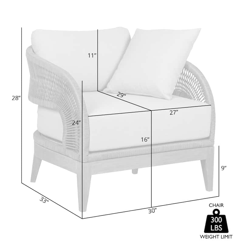 Orbit Outdoor Patio Chair in Weathered Eucalyptus Wood with Gray Rope and Taupe Olefin Cushions