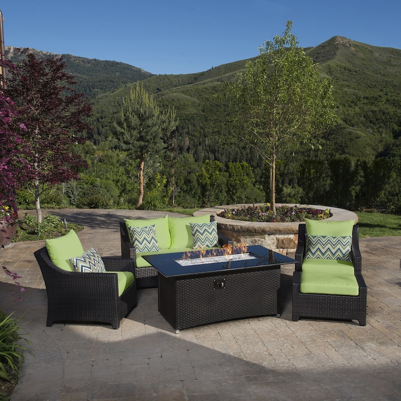 Deco 5 Piece Sunbrella Outdoor Patio Love & Club Fire Set