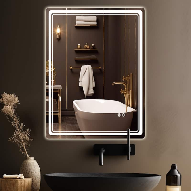Wallbeyond 3-Tone Modern Style Frameless Rectangular LED Wall Mirror