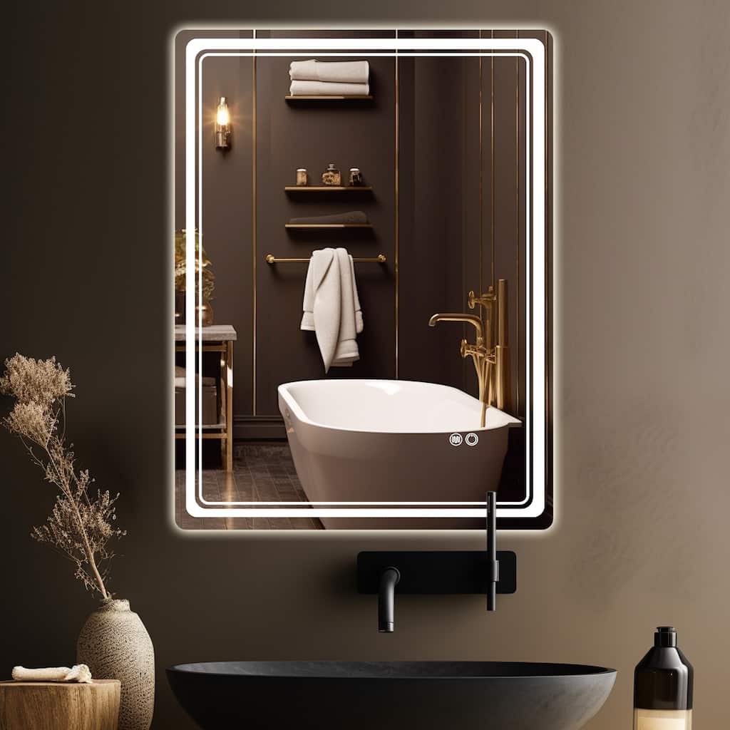 Wallbeyond 3-Tone Modern Style Frameless Rectangular LED Wall Mirror