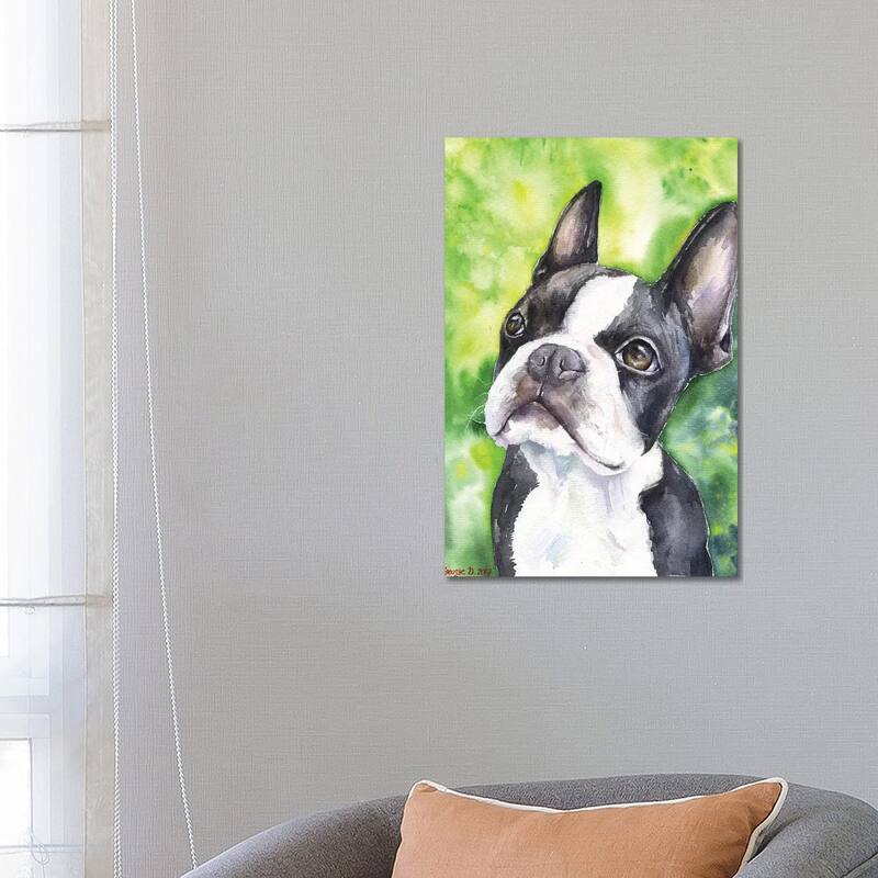 iCanvas "Boston Terrier Portrait" by George Dyachenko Canvas Print - 26x18x1.5