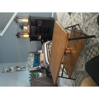 Harper & Bright Designs Solid Wood Coffee Table with Metal Legs