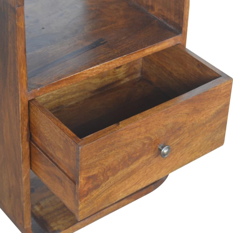 Artisan Furniture Solid Wood Chestnut Curve 2 Drawer Nightsand, Brown with 1 Shelf