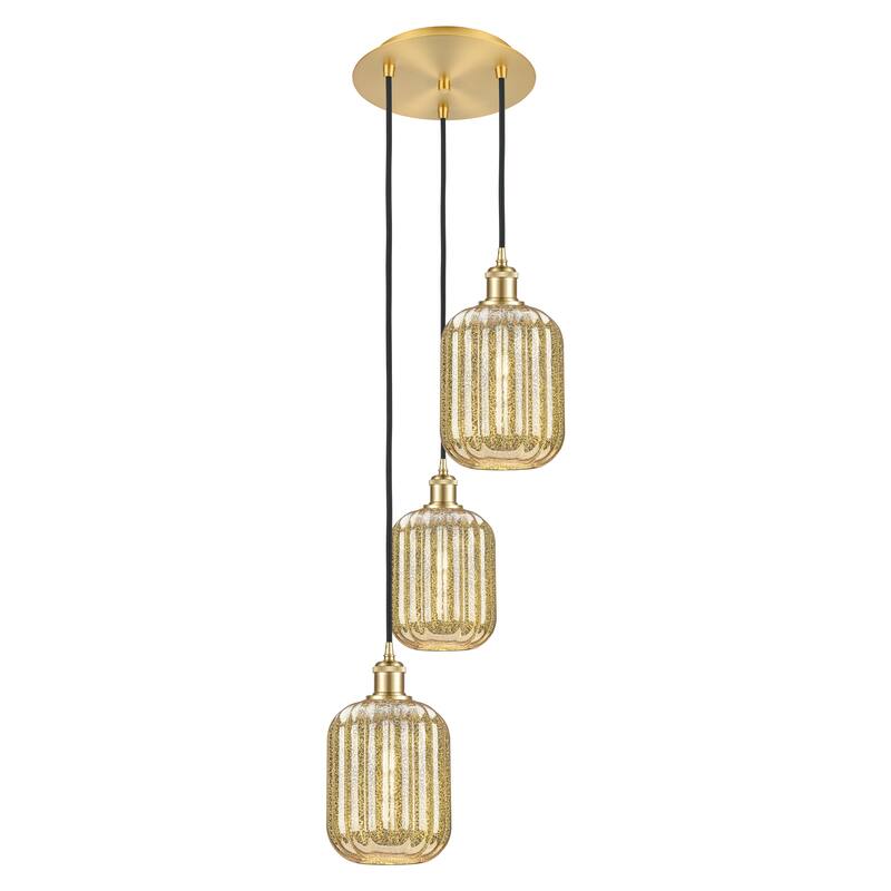 Innovations Lighting Endless Possibilities Ballston - Preston - 3 Light 13" Jar Shade Cord Hung Multi Pendant - Mercury/Satin Gold