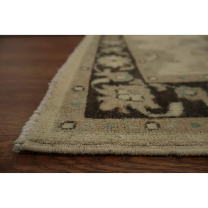 Hand Knotted Oriental 100% Wool Carpet Traditional Floral Beige & Ivories Peshawar Runner Rug - 10' 2'' X 2' 10''