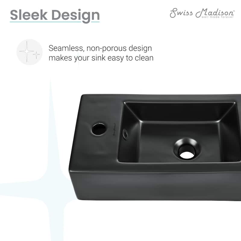 Voltaire Rectangular Ceramic Wall Hung Sink With Left Side Faucet Mount