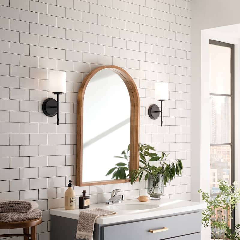 Kichler Lighting Ali 1-Light Black Wall Sconce with Glass Shade - 14.5 in
