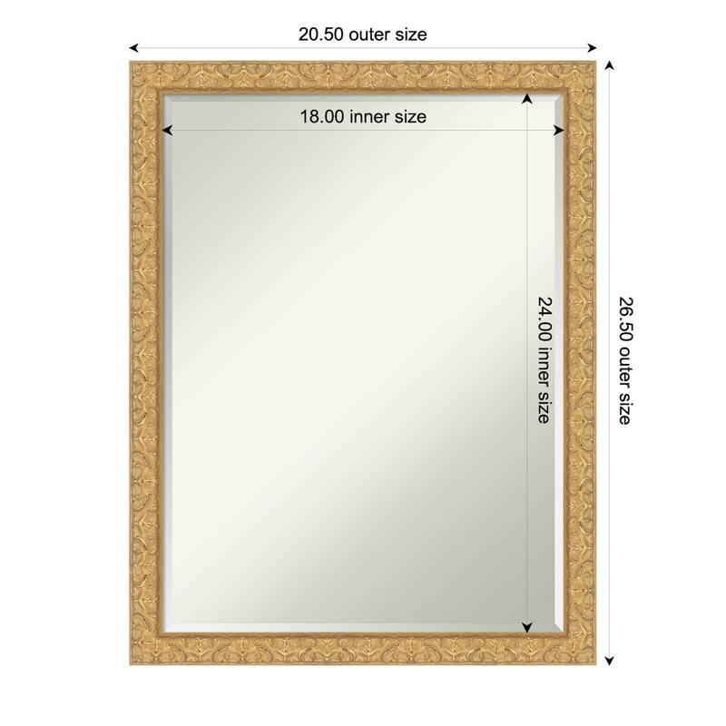 Lila Half-Inch-Bevel Wood Framed Bathroom Vanity Wall Mirror - 21 x 27 in - Lila Gold