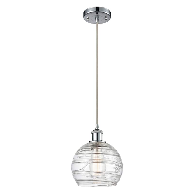 Innovations Lighting Ballston Athens Deco Swirl - 1 Light 8" Cord Hung Mini Pendant - Polished Chrome