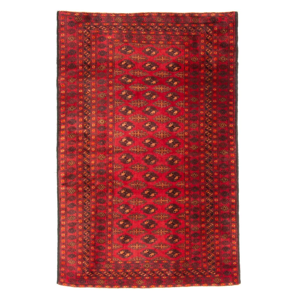 ECARPETGALLERY Hand-knotted Teimani Dark Red Wool Rug - 4'6 x 6'11