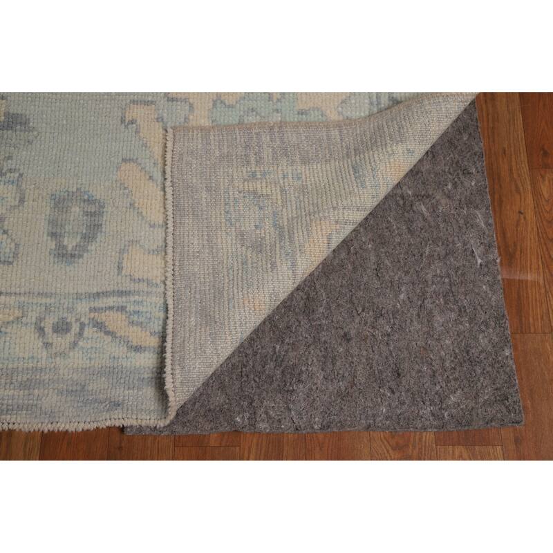 Hand Knotted Oriental 100% Wool Carpet Transitional All-Over Navy Blue & Blues Oushak Area Rug - 14' 2'' X 10' 4''