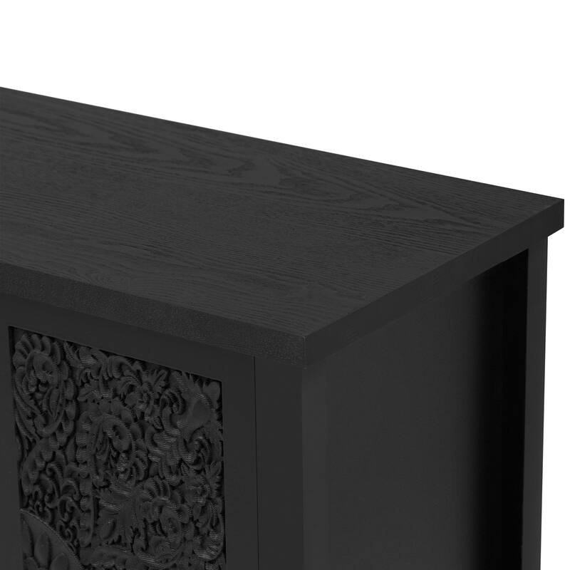 Retro TV Stand for TV up to 43 Inches with 3 Cabinets & Glass Doors - 47.2" D x 13.9" W x 30" H