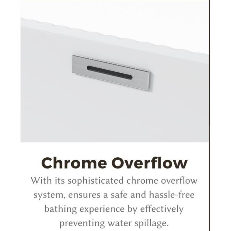 Stufurhome 67" In. Acrylic Freestanding FlatBottom Design Soaking Tubs with Chrome Overflow and Pop Up Drain
