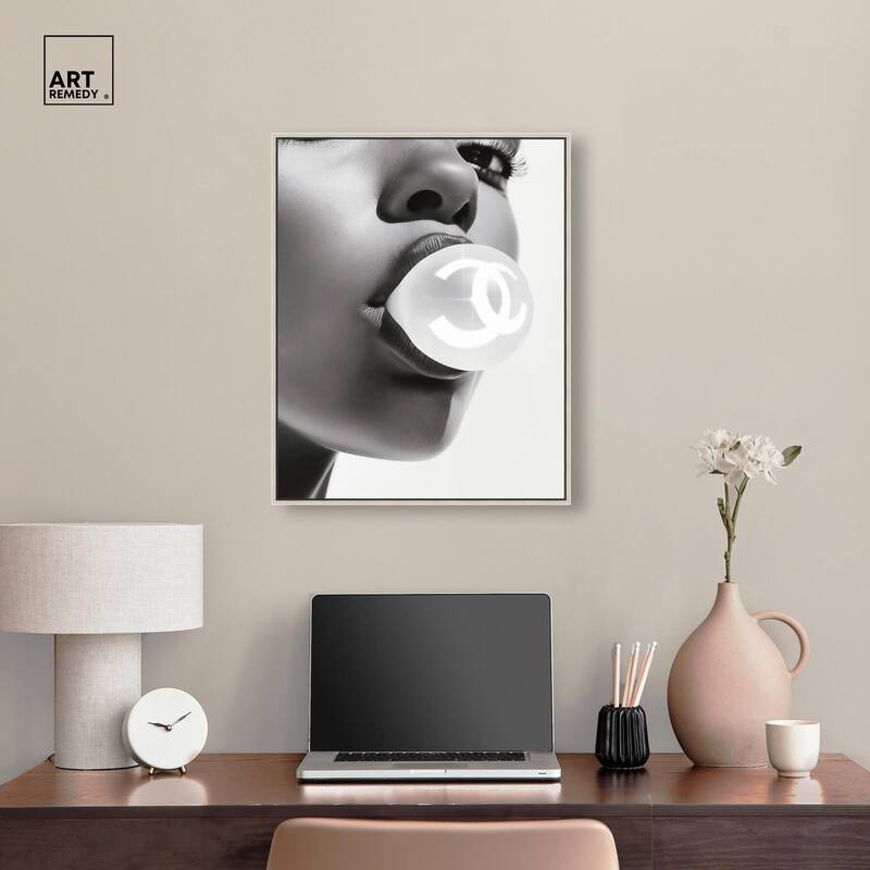 Bubble Gum Pop Monochrome Canvas by Art Remedy