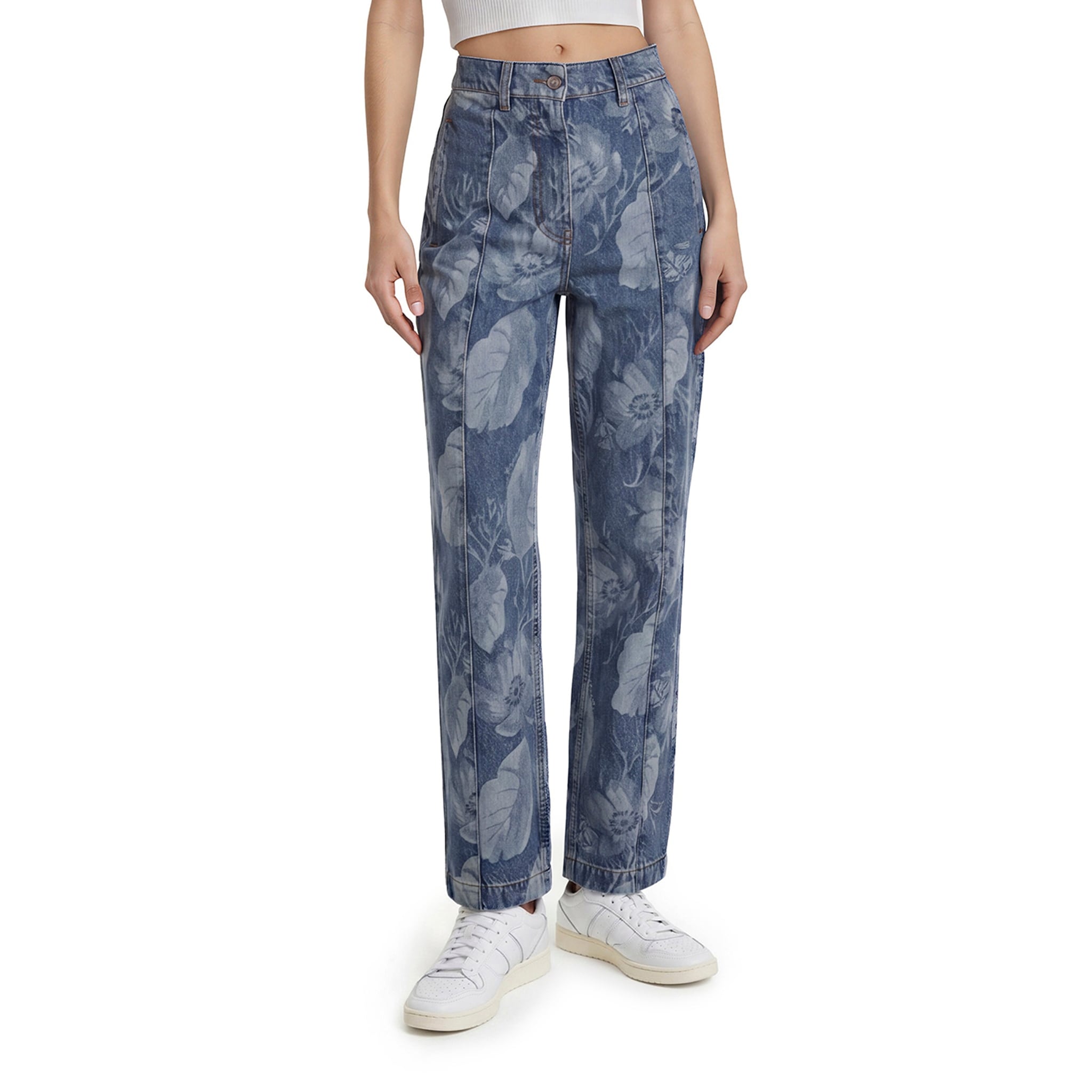 Fendi Sea-Garden Print Denim Pants