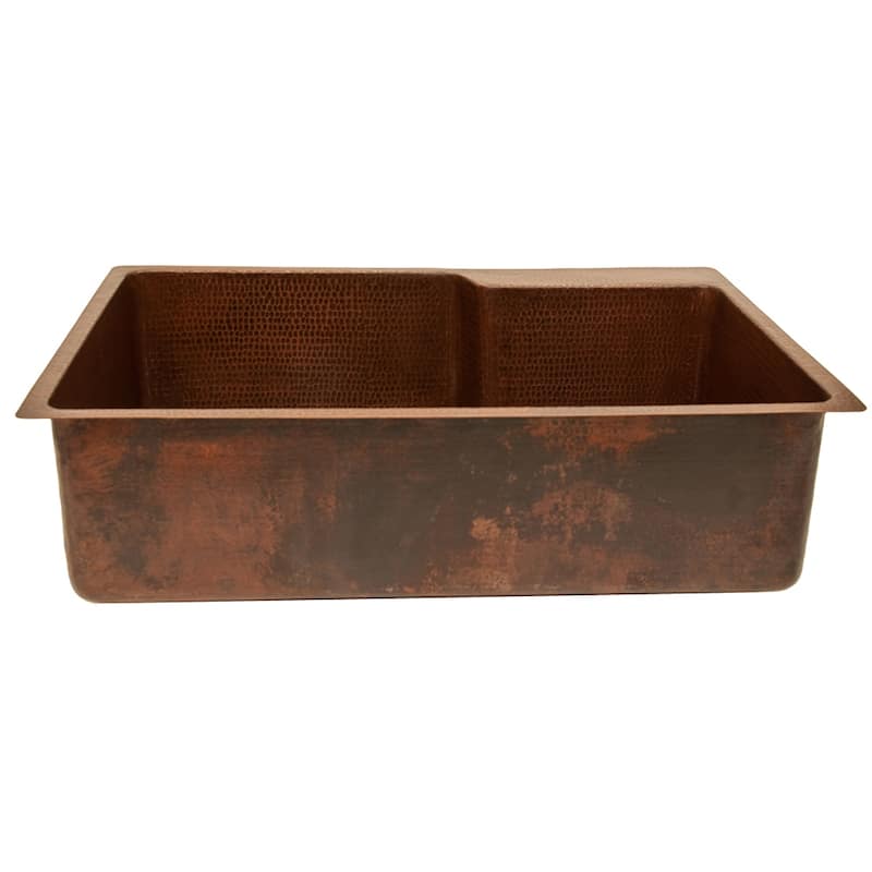 33-in Hammered Copper Single Basin Kitchen Sink w/ Space For Faucet (KSFDB33229)