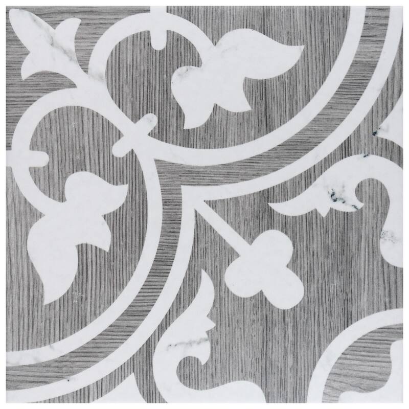 Merola Tile Llama Arte Loire Verso Silver Smoke 9-3/4" x 9-3/4" Porcelain Floor and Wall Tile
