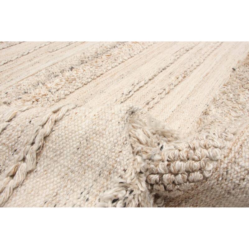ECARPETGALLERY Braid weave Sienna Beige Wool Rug - 5'2 x 7'8